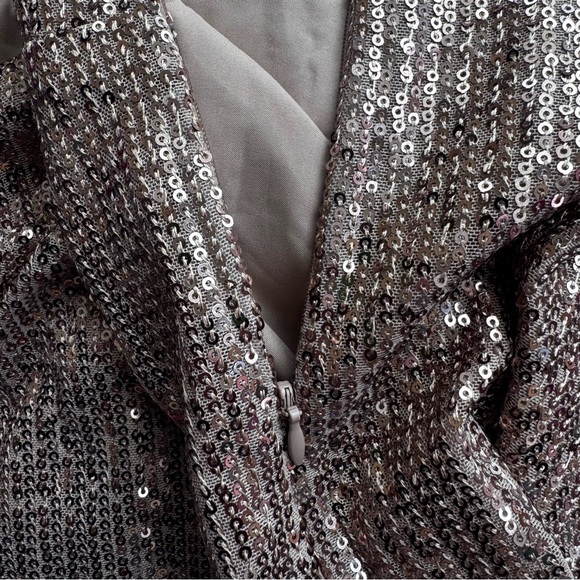 Banana Republic Champagne Gold Sequin Mini Party Halter Dress Adjustable Strap - Picture 6 of 8